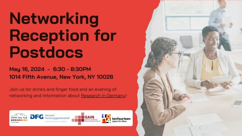 Eventposter Networking Reception for Postdocs May 16, 2024